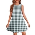 thumbnail image 3 of Teen Girls Dresses Sleeveless Plaid A-Line Dress Classic Pattern Casual Summer Dresses for Kids ,Sie:110, 3 of 7