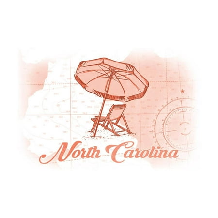Chair Companies In North Carolina North Carolina - Beach Chair and Umbrella - Coral - Coastal Icon Print Wall Art By Lantern Press ()