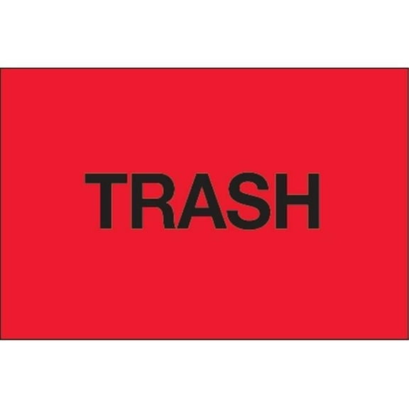 Tape Logic DL1149 2 x 3 in. - Trash Fluorescent Red Labels - Roll of 500