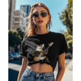 thumbnail image 4 of T Shirts for Women Short Sleeve Cotton Crewneck T-Shirt, Alligator Plays Bass Animal Music Tee Tops Casual Basic T-Shirts, XS-5XL Black M, 4 of 7
