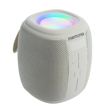 Memorex MX-BTS10(W) | Bluetooth Speaker | Wireless Speaker with Bluetooth 5.1 | USB/TF/FM Radio, Hands-Free Calling, LED Lighting, USB-C Fast Charging, Portable Speaker for Home & Outdoor (White)