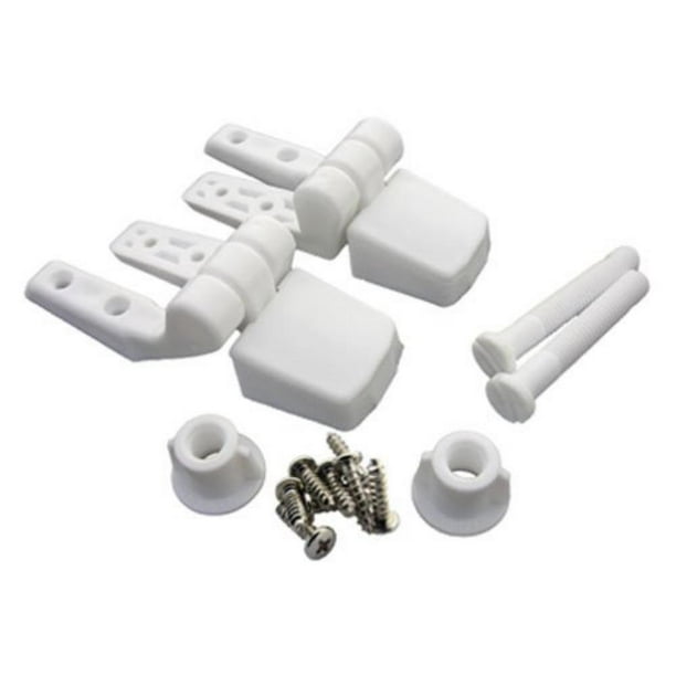 141039 White Plastic Toilet Seat Hinge with Bolts and Nuts, Top