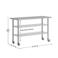 thumbnail image 4 of Flash Furniture NSF Certified Stainless Steel Prep and Work Table 24"x 60" with 2 Galvanized Steel Undershelves and 4 Casters, Heavy Duty Food Prep Worktable, 4 of 9