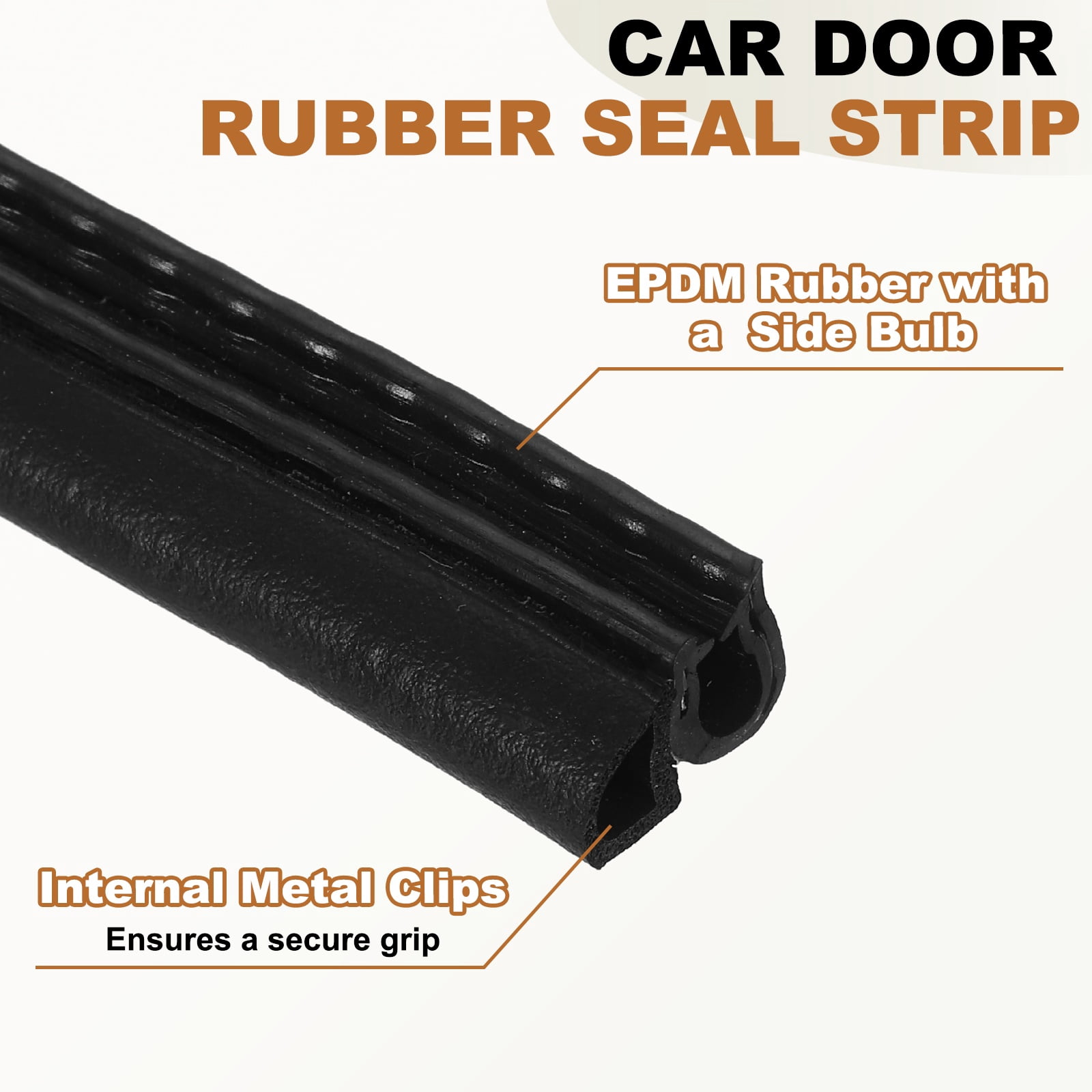 Door Weather Stripping 9.8FT, 12mm W x 9mm H EPDM Car Door Rubber Edge Trim Seal Strip Gasket with Side Bulb Fit 0.5mm to 2mm Edge for Electrical Cabinet Cars Boat RVs Truck, Black