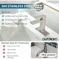 thumbnail image 3 of gotonovo Brushed Nickel Bathroom Sink Faucet 1 Hole Single Handle Deck Mount Lavatory Mixer Tap Include Pop Up Drain with Overflow and Cover Plate One Lever Stainless Steel SUS304 Commercial, 3 of 9