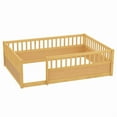 thumbnail image 5 of HICOMILA Montessori Bed with High Rails, Solid Wood Full Size Floor Beds with Fence, Low Platform Bed for Bedroom Playroom-Natural, 5 of 6