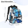 thumbnail image 4 of Vsdgher Blue and White Butterflies Print Unisex Large Capacity Bookbag Schoolbag Casual Daypack for High School/College/Teens/Travel/Work, 4 of 8