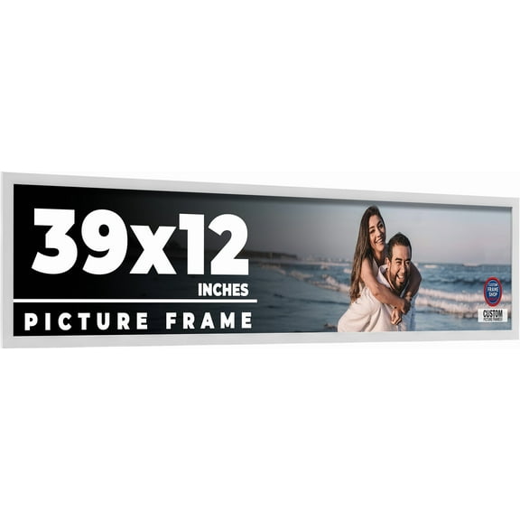 39x12 Frame White Solid Wood Picture Frame Includes UV Acrylic Shatter Guard Front, Acid Free Foam