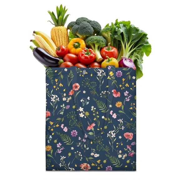 Bloom Print Canvas Tote Bag - Durable & Large Capacity Eco-Friendly Grocery Bag