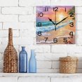 thumbnail image 3 of Wall Clock Square Silent Non-Ticking Sunset Beach Seastar Palm Tree Retro Battery Operated Clock 7.78 inch Home Kitchen Office Decoration, 3 of 7