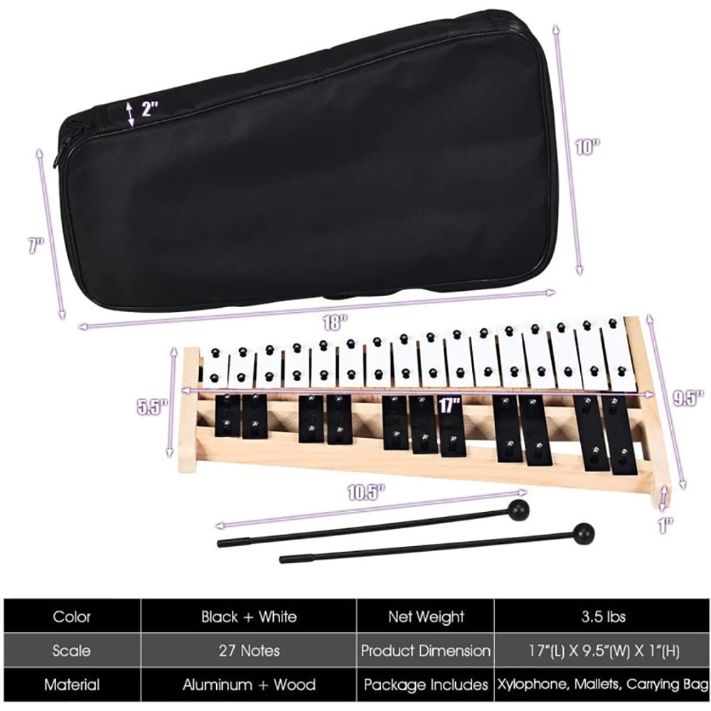 Barara King 27 Note Glockenspiel Xylophone with 2 Rubber Mallets