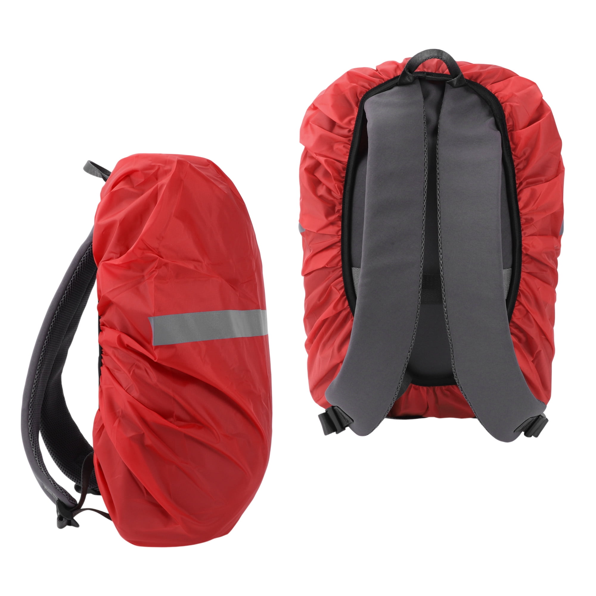 Unique Bargains Reflective Waterproof Backpack Rain Cover Red