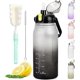 thumbnail image 1 of water bottle, leakproof, with portable handle, 2 liter water bottle, motivational water bottle, water bottle with straw, fitness water bottle, 1 of 5