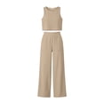 thumbnail image 6 of zejinsd Summer Sets for Women Lightweight Cotton Linen Two Piece Sets Sleeveless Cropped Tank and Wide Leg Pants with Pockets Daily Outfit, 6 of 7