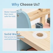 ROBUD Tool Bench Set for Toddlers - Mini Wooden Work Bench for Kids 3+, Construction Toys w/Wooden Tools, Educational Pretend Play Gift Building Toy Tools Set