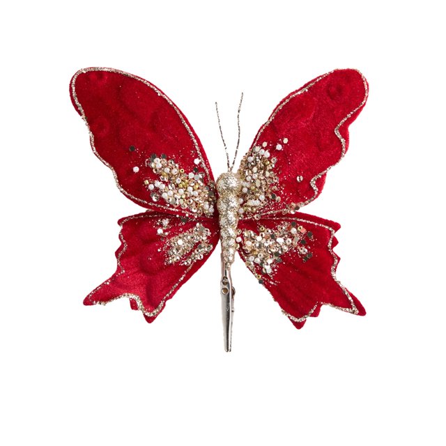 Decoraciones Del Árbol de Navidad Mariposas Espumantes Accesorios 15x17cm con Clips, Ornamentos Del Árbol de Navidad para la Escena Del Festival de Boda Apoyos Rojo Blanco Verde Rosa Amarillo