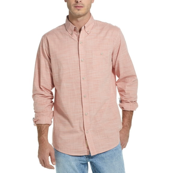 Weatherproof Vintage Men’s Crosshatch Woven Shirt, Orange, XX-Large