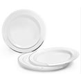 thumbnail image 3 of " OCCASIONS " 200pcs set (25 Guests)-Heavyweight Wedding Party Disposable Plastic Plates Set -25 x 10.5'' + 25 x 7.5'' + Silverware + Cups +linen like paper Napkins (White & Silver Rim), 3 of 10
