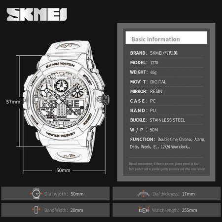 1270 Dual Display Digital Waterproof Men Sports Watches With Backlit | Walmart Canada