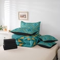 thumbnail image 6 of jejeloiu Retro Aztec Geometric 7 Pieces Bedding Comforter Set,Vintage Rhombus Triangle Full Bedding Set,Cyan Orange Fitted Sheet Flat Sheet For Men Women,Breathable Home Decor Reversible, 6 of 8
