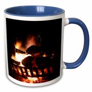 Photgraph Of A Very Hot Fire In An Outdoor Fireplace., 15oz Two-Tone Blue Mug