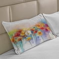 thumbnail image 2 of Flower Knitted Quilt Pillowcover, Gerbera Bouquet Textured in an Artisan Expression Inflorescence Morph New Paint, Standard King Size Pillow Cover for Bedroom, 30" x 20", Red Orange, by Ambesonne, 2 of 2