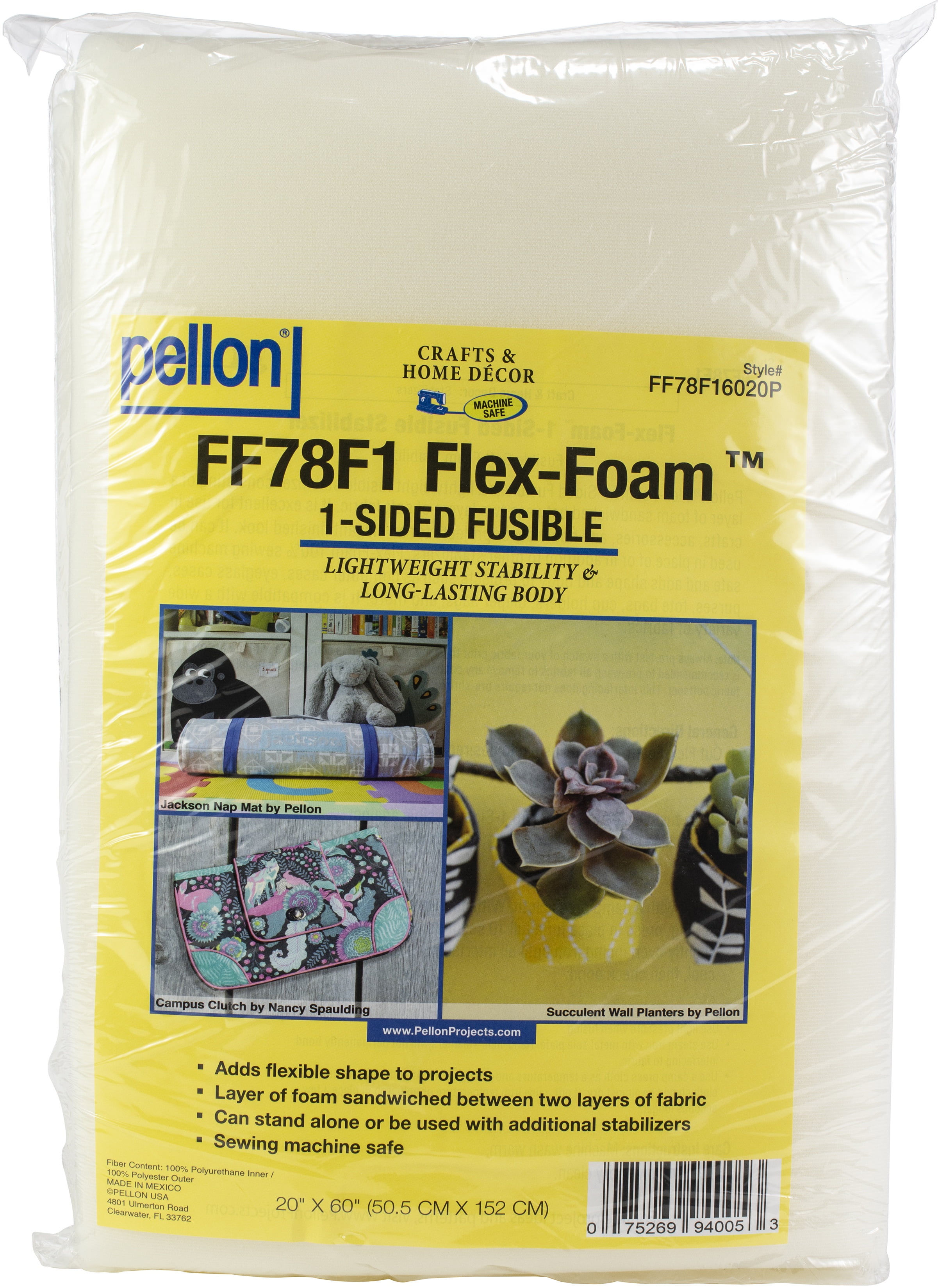 20 cm x 60 cm Pellon Foam Flex 1 lato Fusible stabilizzatore 