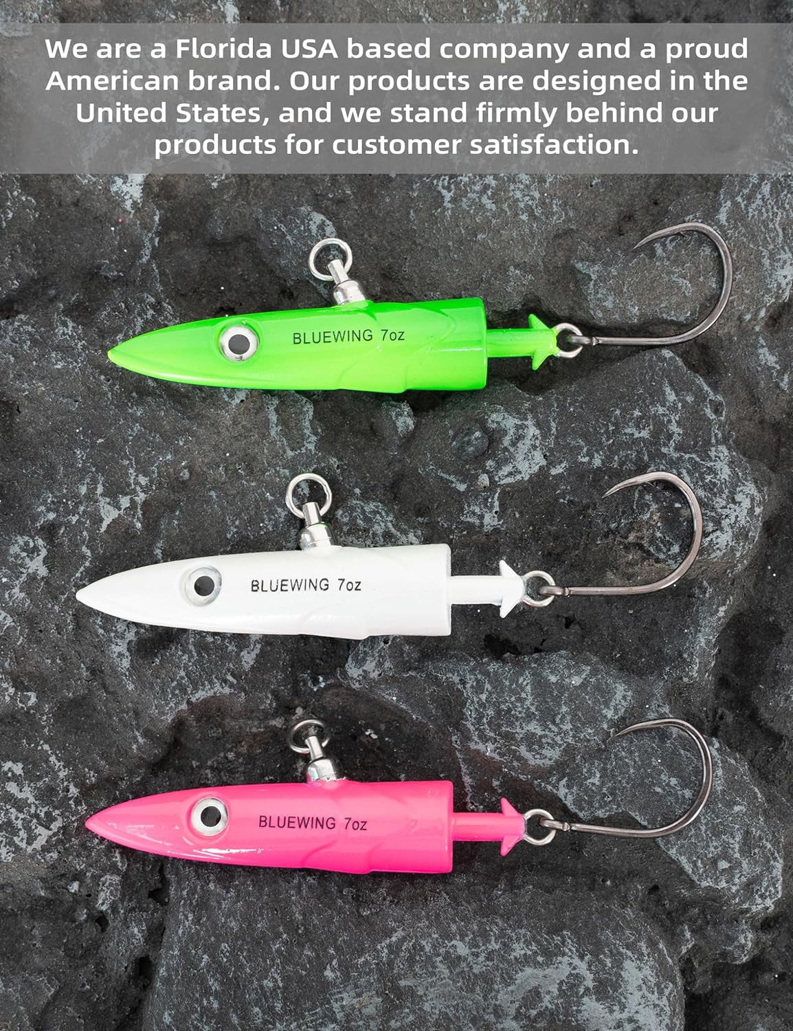 BLUEWING Big Game Jig Head with High Strength Stainless Steel Ball Bearing Swivel and High Carbon Steel Hook 1pc Saltwater Fishing Lures Lead Head Fishing Jig, Green 4oz
