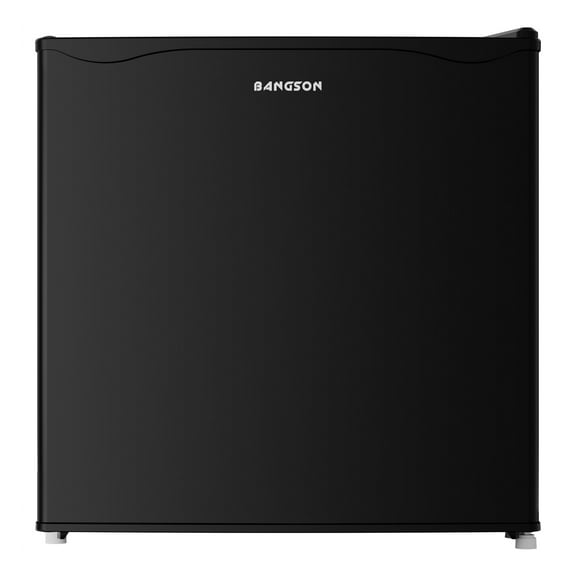 BANGSON 1.6 Cu.Ft Compact Refrigerator with Freezer, Energy Saving & Low Noise Mini Fridge for Office, Dorm, Bedroom - Adjustable Temp, Reversible Door, Black