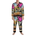 thumbnail image 3 of Naloa Graffiti Lamp Urban Scene Men’s Pajamas Set - Long Sleeve Button Down Sleep Shirt and Pajama Bottoms Sleepwear Set-Small, 3 of 7
