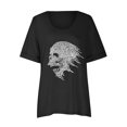thumbnail image 4 of Mujeres verano moda manga corta cuello redondo perforación caliente cráneo blusa casual camiseta Tops Fridja  bn3545, 4 of 6