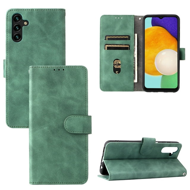 Pour Samsung Galaxy A13 5G Étui en Cuir PU à Rabat avec Fentes pour Cartes Support Pliant Folio - Vert