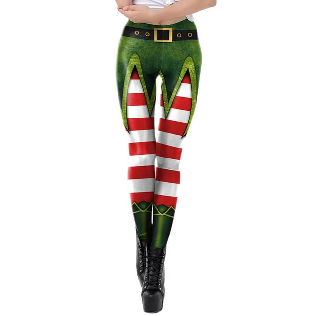 Leggings ajustados de Nad para mujer, mallas elásticas estampadas, mallas elásticas, pantalones de yoga, casuale Halloween, festival navideñ E Sunnimix Polainas de las mujeres