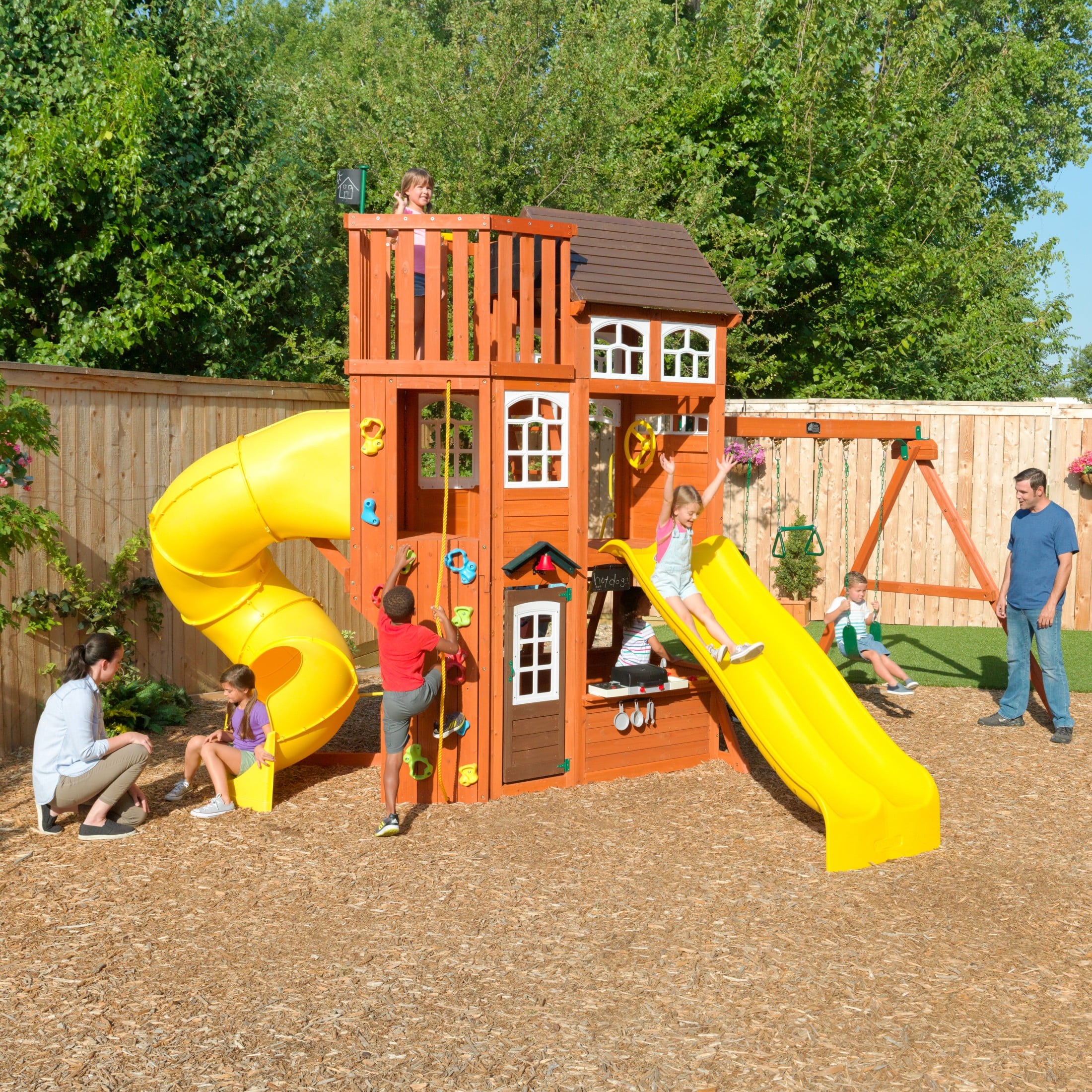KidKraft Lookout Extreme 3 Story Wooden Swing Set Playset with