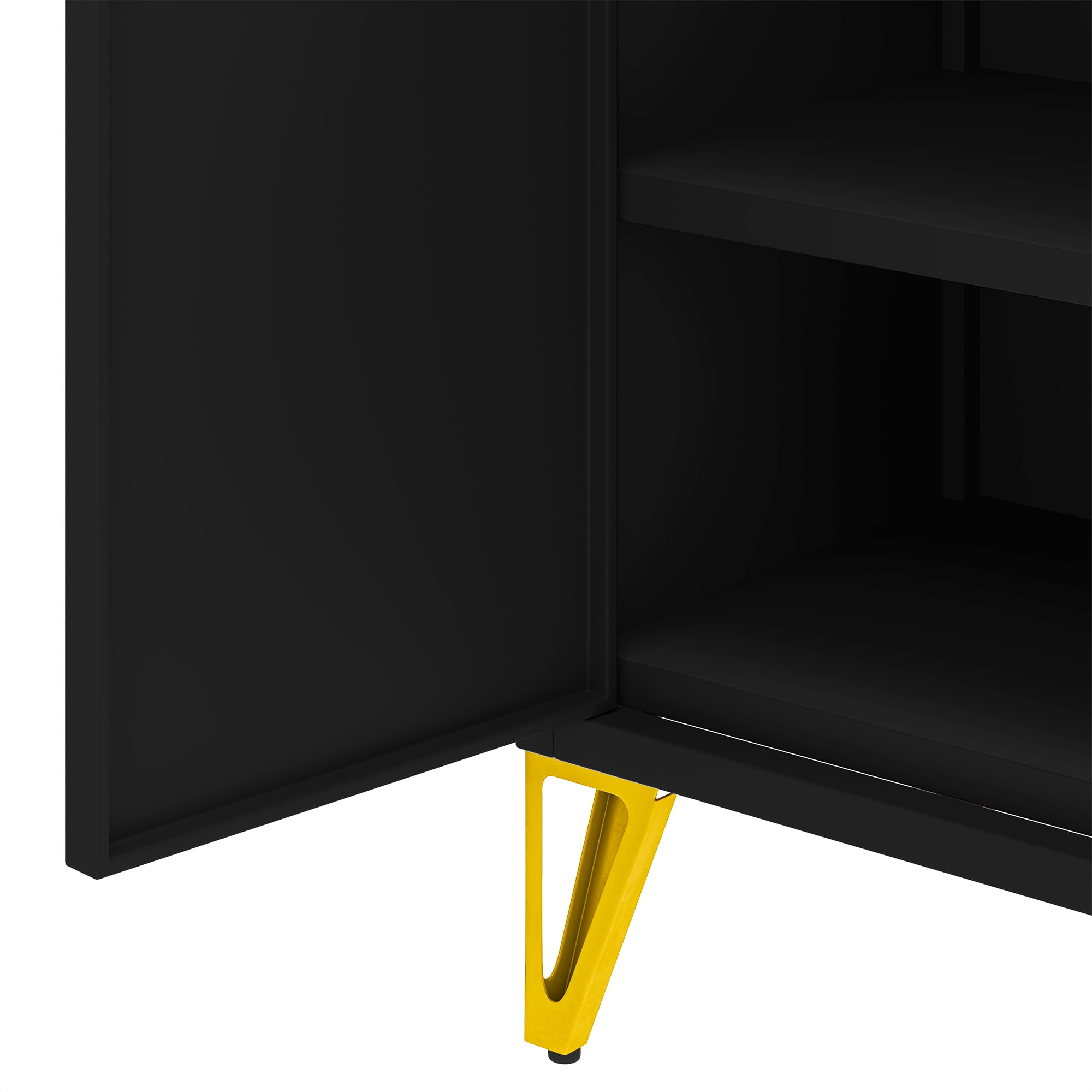 Uforic Metal 54.5" Kitchen Sideboard Cabinet with Shelves, Fluted Storage Cabinet with Doors, Black
