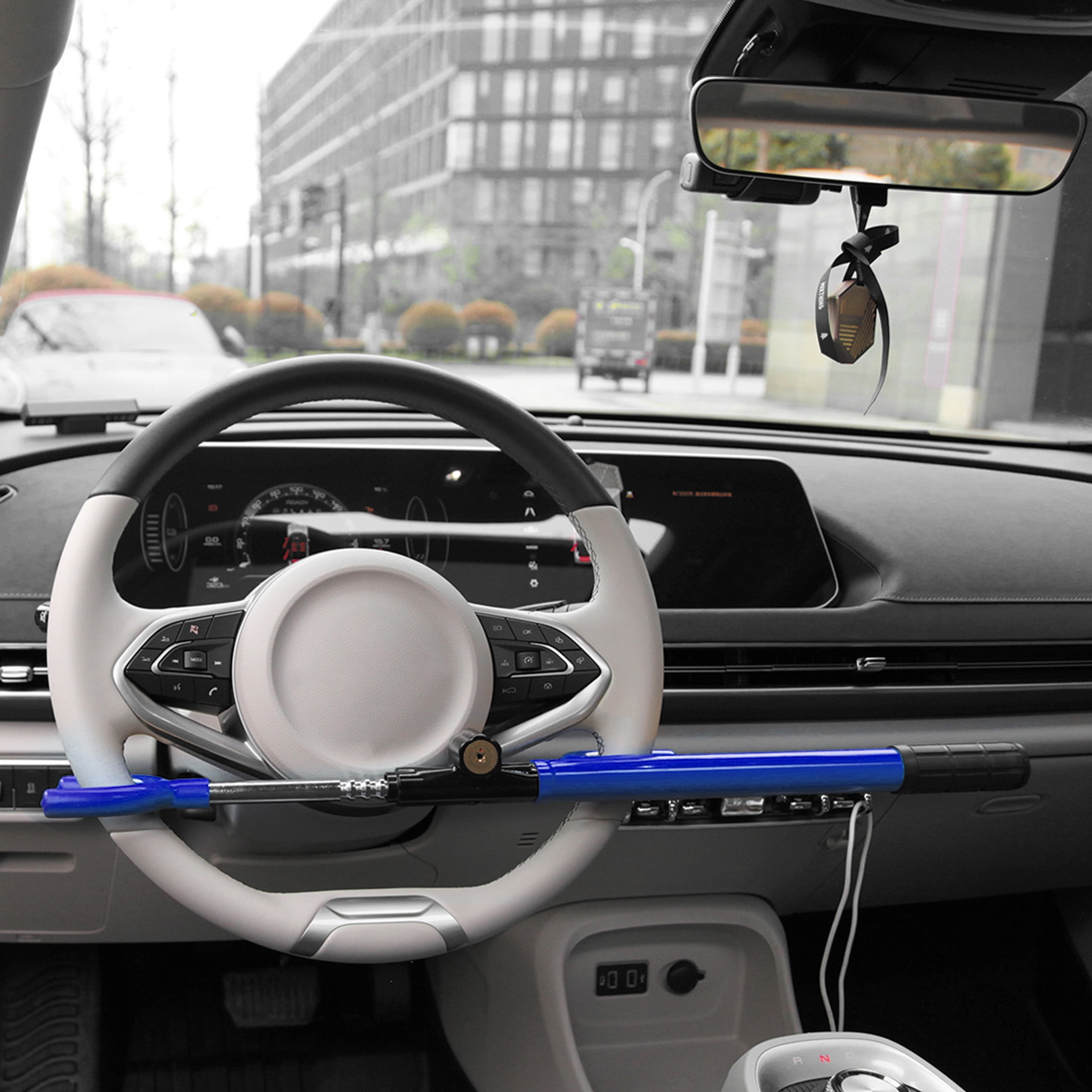 CARTMAN Vehicle Steering Wheel Lock Blue Car Anti Theft Security Lock with Adjustable Length Fit for Cars Trucks Vans and SUVs