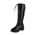thumbnail image 2 of Dpityserensio Boots for Women Winter Solid Color Round Toe Belt Buckle Strap Long Boots Low Heel Mid-Calf Boots, 2 of 7
