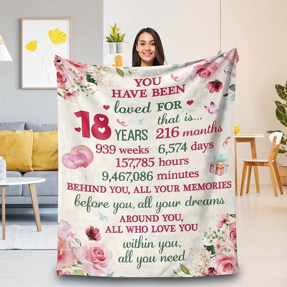 18th Birthday Special Edition Flannel Blanket Soft, Cozy, and Versatile for Couch, Bed, Office, and Travel Perfect Gift for Loved Ones Mixed Colors with Heartfelt Message Design