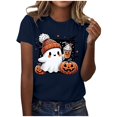 thumbnail image 4 of Summer Tops for Women Casual Print Short Sleeve Tee Comfortable Stylish T Shirts for Women Navy M, 4 of 4