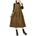 thumbnail image 3 of QATAINLAV Alléger Ventes du Jour Robe Débardeur en Velours Côtelé pour Femme à Boutons Décontractée Col Rond Sans Manches Robes Chasubles au-Dessus du Genou Longue Robe Salopette avec Poches Kaki TG, 3 of 5