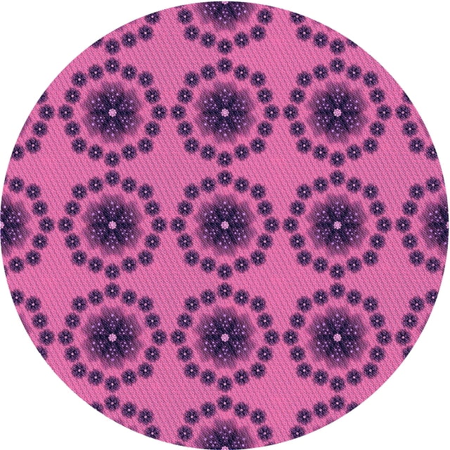 Ahgly Tapis Rond Lavable en Machine Intérieur Transitionnel Violet Cramoisi, 7 Pieds Rond