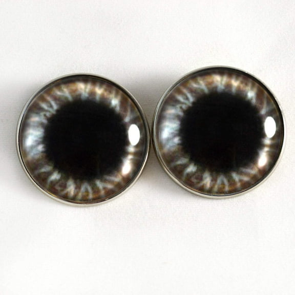 Wide Brown Sew-On Button Glass Eyes