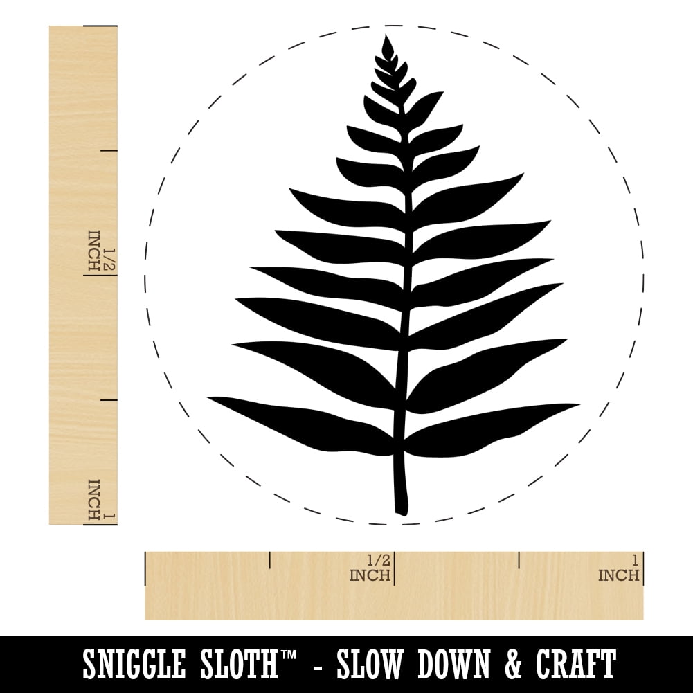 Fern Leaf Self-Inking Rubber Stamp Ink Stamper - Pink Ink - Medium 1 Inch
