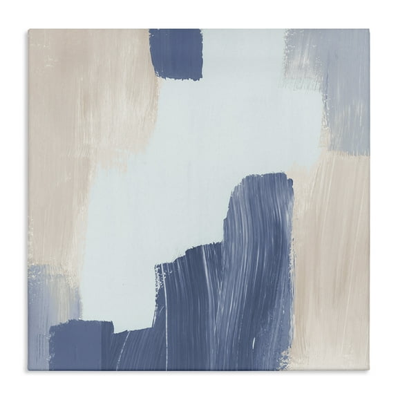Stupell Industries Blue Layered Paint Strokes Abstract Painting Gallery Wrapped Canvas Art Print Wall Art, 17 x 17