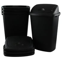 G3C23357LCadineUS 4 Pack 13 Gallon Large Plastic Waste Bin, Plastic Garbage Cans with Swing Lid, Black
