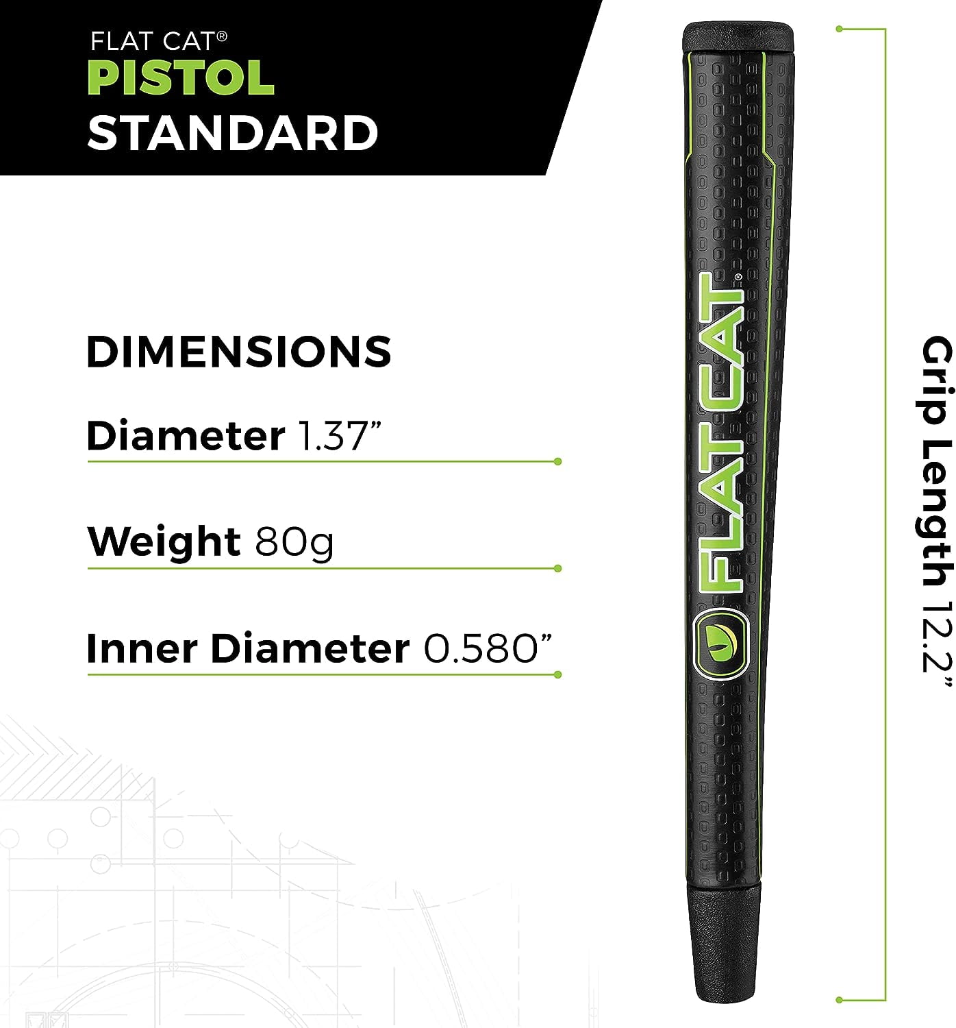 Flat Cat Pistol Golf Putter Grip – Standard Size, Lightweight, Non-Slip Design