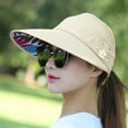 thumbnail image 4 of Mightlink Women Cap Leaf Print Flower Decoration Sun Protection Good-looking Women Sun Hat for Running, 4 of 7