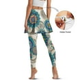 thumbnail image 4 of FUIALDOLG Womens Athletic Skirts Green Boho Mandala Flower Skirted Leggings Lady High Waisted Yoga Leggings with Pocket Full Length Gym Workout Pants Tennis Golf Skort Sport Outfits,Size L, 4 of 7