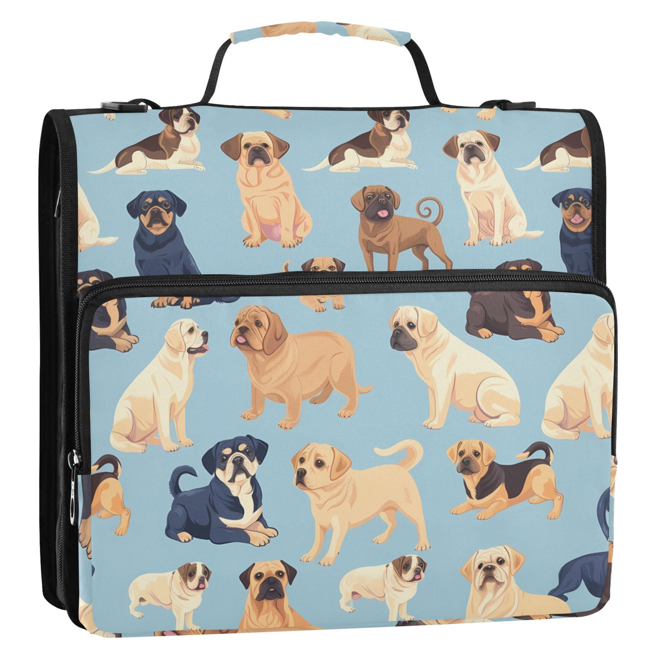 ALAZA Zipper Binder Cartoon Dogs 3 Ring Trapper Keeper File Folder Organizer Bag