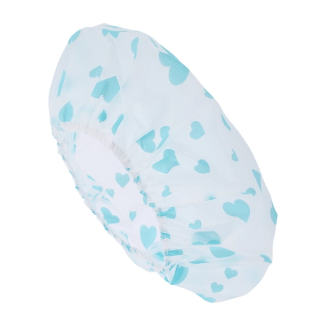 Gorro de Ducha de Patrón de Corazón para Mujeres 1 Pc Único para Negocios de Baño, Viaje, Vacaciones, Hotel Azul PEVA